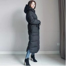 Seamless Down Jacket Long Coat with Removeable Adjustable Hood - 8030